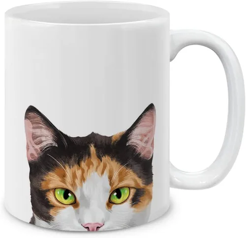 Miniatura 12 de MUGBREW Taza de té de cerámica bicolor blanco y naranja con gato atigrado Gatito, 11 oz