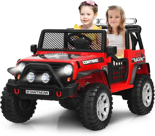 Miniatura 10 de Costzon - Camioneta de paseo de 2 plazas, vehículo eléctrico accionado a batería de 12 V con control remoto, 2 velocidades, suspensión de resorte