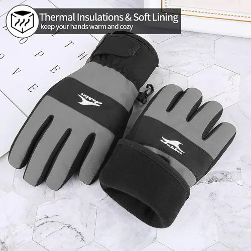 Miniatura 5 de Achiou Guantes de esquí para niños, guantes de nieve impermeables de invierno para niños, guantes de snowboard cálidos para pantalla táctil