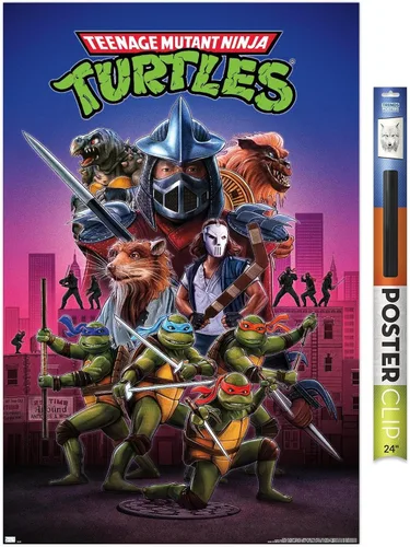 Miniatura 17 de Teenage Mutant Ninja Turtles (1990) - Póster de pared de una hoja, 22.4 pulgadas de largo x 14.7 pulgadas de ancho, versión enmarcada de madera