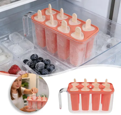 Miniatura 8 de 8 cavity Ice Pop Maker Mold Tray, Reusable Popsiclee Molds, Reusable Easy Release Ice Cream Container with Sticks for Yogurt Juice and DIY Chilled
