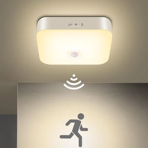 Miniatura 8 de Luz de techo recargable con sensor de movimiento WhitePoplar para interiores con control remoto, luz recargable con sensor de movimiento inalámbrica