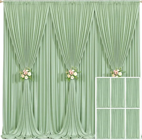 Miniatura 90 de Cortina de fondo beige de 10x10 para bodas y fiestas, cortina de fondo beige sin arrugas para fotos, cortinas de fondo para decoración de baby Gris