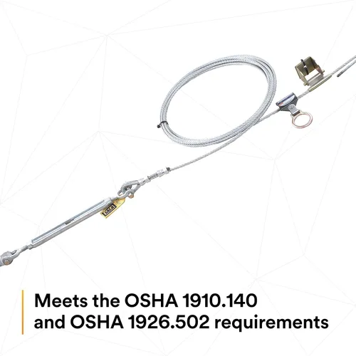 Miniatura 5 de 3M DBI-SALA Sayfline 7603100 Sistema horizontal permanente, cable Galv. multitramo de 98.4 ft, con 3 soportes de interm, tensor, accesorios