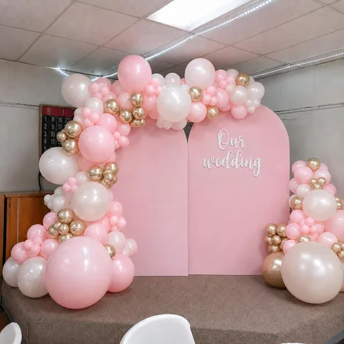 Miniatura 4 de Globos de látex blanco dorado rosa claro, 35 piezas