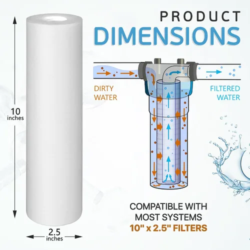 Miniatura 4 de Ronaqua Cartucho de filtro de agua de sedimentos de 20 micrones de 10 x 2.5 pulgadas, certificado NSF, filtración de 4 capas para cualquier unidad