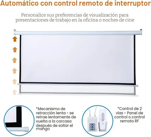 Miniatura 3 de Pantalla de proyector motorizada de 100 pulgadas, pantalla de cine eléctrica HD 16:9 con control remoto, montaje en pared/techo para cine en casa