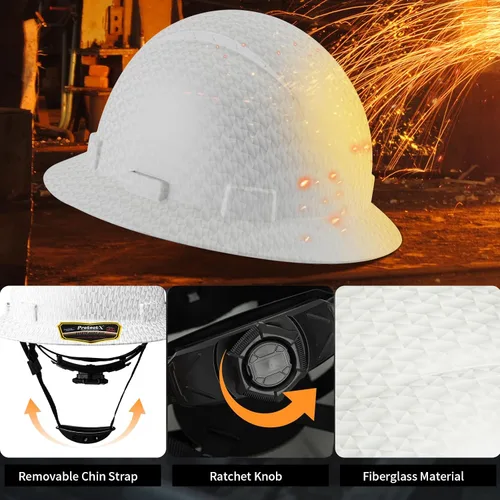 Miniatura 4 de ProtectX - Cascos de construcción de ala completa, ventilados, aprobados por la OSHA, con suspensión de 6 puntos, Cascos de construcción Pirámides