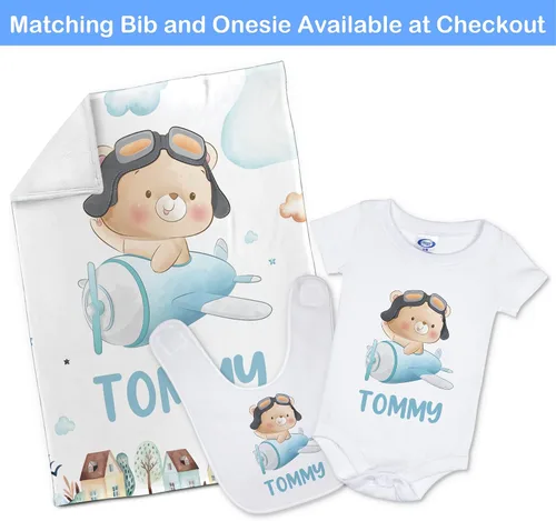 Miniatura 7 de ZouZou Mantas de bebé personalizadas con nombre, mantas de bebé personalizadas para niños, manta de bebé de avión, el mejor regalo para bebé, recién