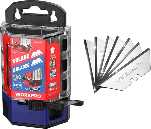 Miniatura 8 de WORKPRO - Cuchillas de cuchillo utilitario premium, SK2M con revestimiento de diamante TAC, paquete de 10 cuchillas de repuesto con dispensador