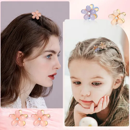 Miniatura 7 de CWJCYTNSN 16 unidades de pequeñas pinzas para el cabello para mujeres y niñas, mini pinzas de flores de cristal, pinzas de metal lindas de 0.8