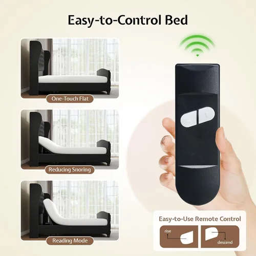 Miniatura 3 de LUXOAK Base de cama ajustable tamaño Queen con cabecero copetudo y respaldo de ala, base de cama ajustable inteligente con doble motor y control