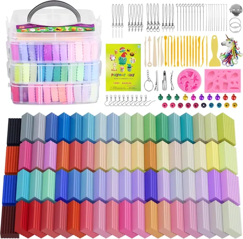 Set de arcilla polimérica, 72 colores para hornear con herramientas de escultura y accesorios, arcilla modeladora para niños, ideal para conjunto de