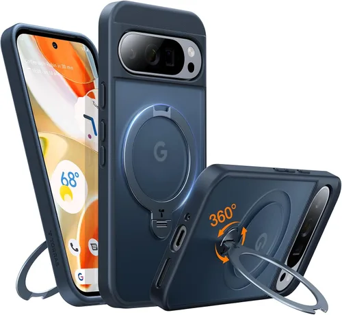 TORRAS Soporte magnético giratorio de 360 grados para funda de Google Pixel 9 Pro XL, protección contra caídas de grado militar de 12 pies,