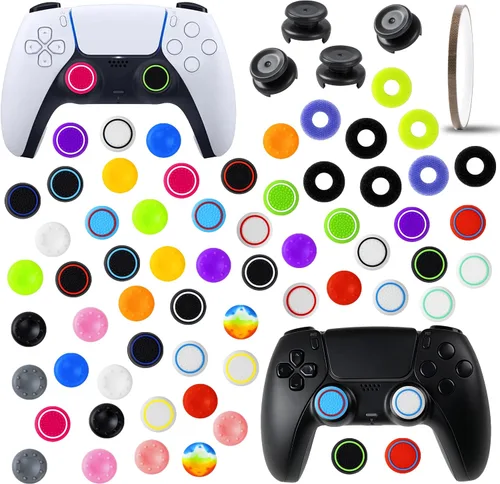 Miniatura 2 de Accesorios de control para PS5 Pulgar Grips Tapas de joystick con extensor de pulgar alto, cubiertas de repuesto para joystick, anillos de precisión