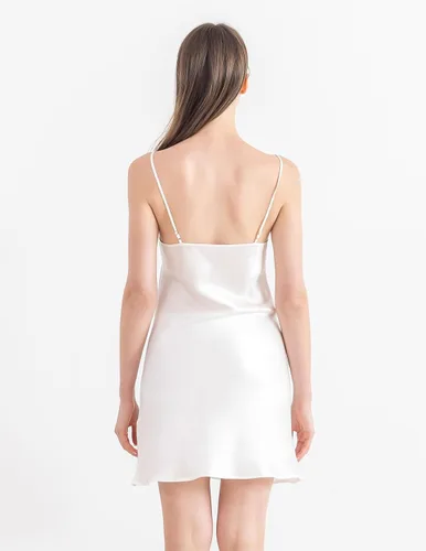 Miniatura 8 de THXSILK Camisón de seda para mujer, 100% real 19 Momme seda morera ropa de dormir cuello redondo tirantes espagueti camisón camisón