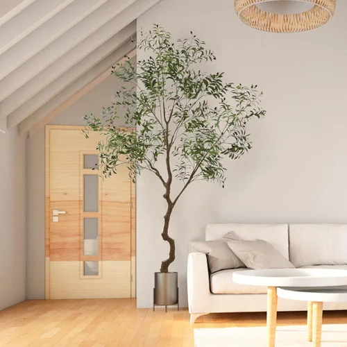 Miniatura 5 de Árbol de seda de olivo artificial alto de 8 pies (96 pulgadas) realista en maceta, árbol de olivo artificial falso con hojas verdes y grandes frutos