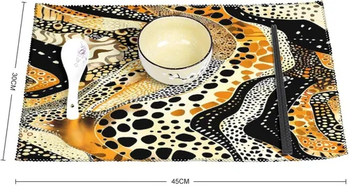 Miniatura 2 de Abstract Tiger Leopard Pattern Placemats Set of 6 Resistant Table Mats Washable Place Mats for Dinner Party Table Decoration