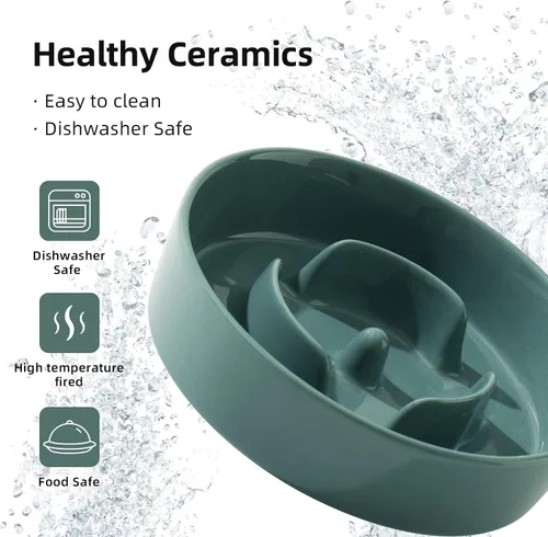 Miniatura 5 de Havniva Tazón de cerámica de 0.9 tazas para perros de alimentación lenta para perros pequeños, alimentador lento para mascotas de 6.1 pulgadas, 1 x