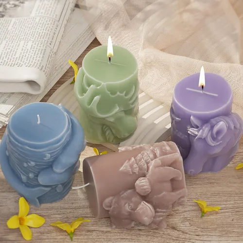 Miniatura 6 de Molde de fundición de resina, moldes de silicona para decoración del hogar, molde de animales 3D, molde para hacer velas (oso de columna animal)