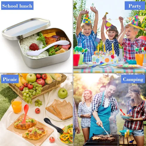 Miniatura 8 de Paquete de 10 tenedores de camping, 3 en 1, cuchara de viaje, tenedor de cuchara de viaje, 7 pulgadas, espátulas de plástico duradero ecológico
