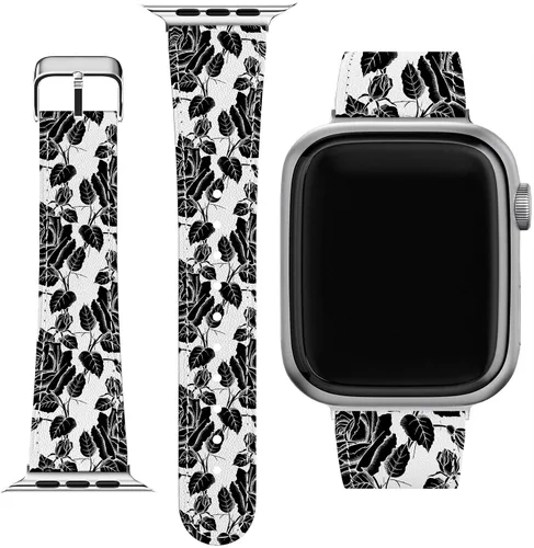 Correa de muñeca compatible con Apple Watch Series 7/6/5/4/3/2/1/SE y funda a juego con patrón vintage con estampado de flores de