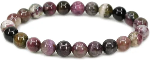 Miniatura 28 de Amandastone Pulsera elástica de cuentas redondas de 0.315 in con piedras preciosas naturales de 7 pulgadas