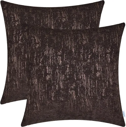 Miniatura 14 de CaliTime Juego de 2 fundas de cojín de felpilla súper suaves teñidas de mármol jacquard para sofá, decoración de casa rural, 18 x 18 pulgadas