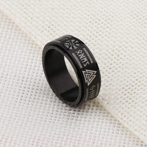 Miniatura 4 de Anillo vikingo de runa anti ansiedad, anillos de texto nórdico, joyería vikinga, banda de promesa de boda para hombres y mujeres