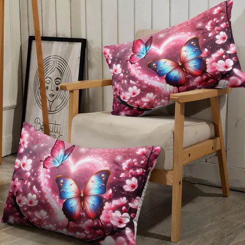 Miniatura 6 de AILONEN Juego de sábanas bajeras de mariposa y mariposa para niñas, juego de ropa de cama con diseño de mariposas y cerezos rosados, para regalo
