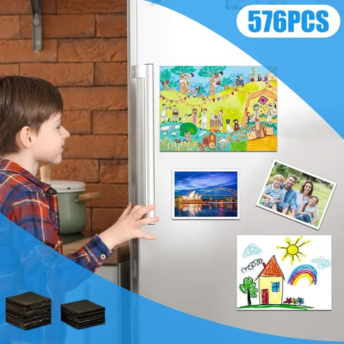 Miniatura 5 de Tira de cinta magnética precortada, cuadrados magnéticos finos con autoadhesivo (576 unidades de 3/4 pulgadas x 3/4 pulgadas), imanes adhesivos