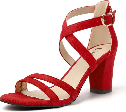IDIFU Sandalias de vestir IN3 Gita con tacón de bloque abierto y tiras para mujer, para bodas, noches y bailes de graduación