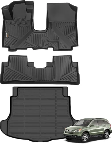 Miniatura 68 de Alfombrillas para todo tipo de clima y forro de carga para Volkswagen Atlas 2018-2025 (asiento de cubo de 6 pasajeros), juego completo de 3 filas