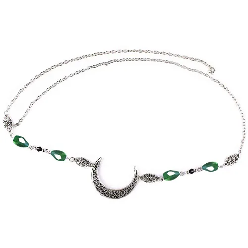 Miniatura 25 de Diadema de bruja con diseño de luna para mujer, corona de hada de elfo, disfraz de frente gitana vikinga, diadema bohemia luna dorada