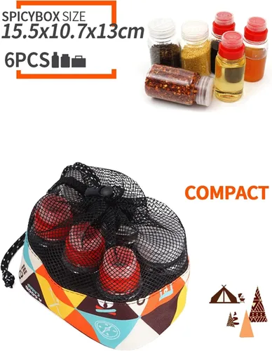 Miniatura 3 de FantasyDay 6 frascos de plástico PET para especias a prueba de humedad con tapa, para camping, picnic, cocina al aire libre, condimento, organizador