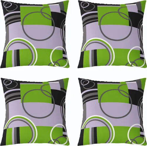 Miniatura 23 de Fundas de almohada geométricas modernas con rayas en rojo, marrón y negro, diseño retro de círculos y remolinos, juego de 4 fundas de almohada de 16