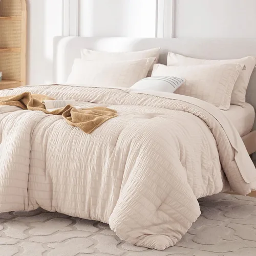 MUXHOMO - Juego de ropa de cama de 5 piezas para todas las estaciones, incluye edredón, sábana encimera, sábana bajera, fundas de almohada y fundas