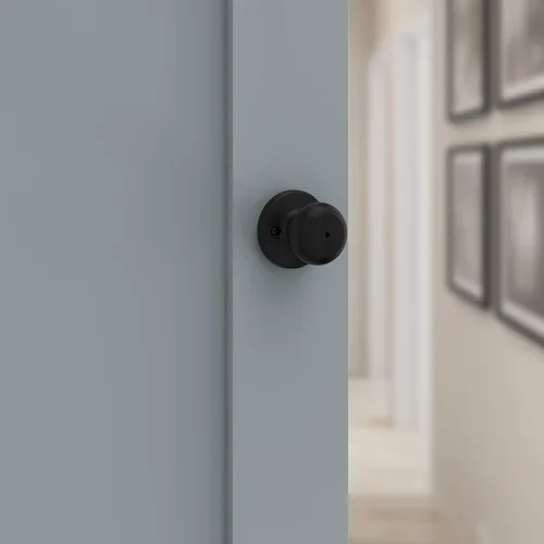 Miniatura 5 de Kwikset Cove - Pomo de puerta de privacidad interior con cerradura, manija de puerta para baño y dormitorio, pomo de puerta negro mate con cerradura