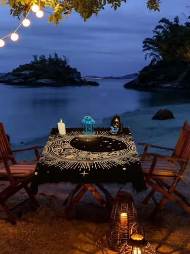 Miniatura 5 de Indian Consigners Tela de altar Sol Luna Estrella Brujería Alter Tarot Spread Top Cloth Wiccan Square Spiritual Sacred (Golden Sun Moon Star)