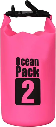 Miniatura 27 de 2L/3L/5L/10L/15L/20L/30L 500D Lona resistente PVC impermeable bolsa seca saco para kayak/canoa/pesca/rafting/natación/campamento/snowboard Rosado