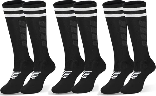 6 pares de calcetines elásticos de fútbol para niños, calcetines de tubo alto hasta la rodilla, coloridos calcetines de fútbol atlético para niños y