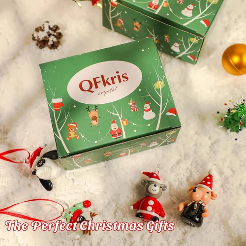 Miniatura 6 de Adornos de Navidad de gato y perro de 2 pulgadas para árbol 2025, 2 piezas de adornos de vidrio para colgar en el árbol de Navidad, figuras