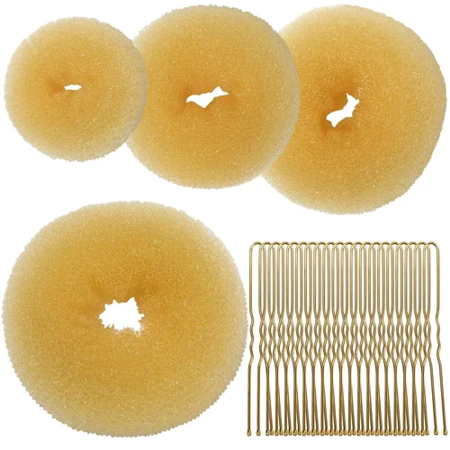 Miniatura 11 de Teenitor Creador de Moños de Cabello para Niñas - Donas para el Cabello, Moño de Ballet en 4 Tamaños, Marrón Claro D-Marrón claro