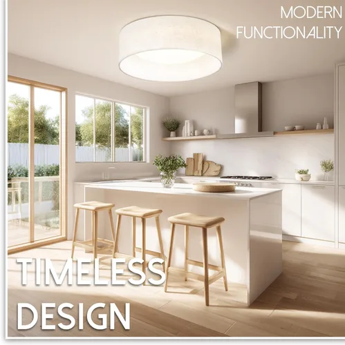 Miniatura 4 de Hamilyeah Lámpara de techo LED de montaje empotrado con pantalla de tela, accesorio de iluminación de cocina de 12 pulgadas, montaje de techo 5CCT