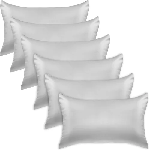 Miniatura 10 de Elegant Comfort Juego de 4 fundas de almohada de satén de viscosa refrescante con cierre de cremallera oculto, suave como la seda para el cuidado