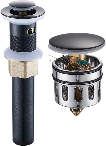 Miniatura 8 de REGALMIX Drenaje para Lavabo de Recipiente, Tapón de Drenaje Desplegable para Grifo de Lavabo de Recipiente de Baño, Colador Antiobstrucción Níquel