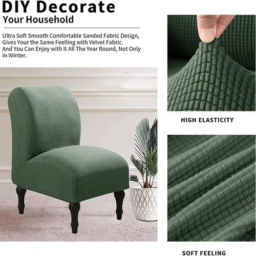 Miniatura 5 de Fundas elásticas para silla sin brazos, extraíbles y lavables, de elastano jacquard sin reposabrazos, protector de muebles para sala de estar, Verde