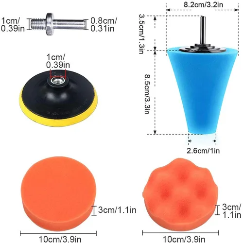 Miniatura 7 de Kit de pulidores y pulidores de automóvil para taladro, 14 piezas de rueda de pulido de taladro de bolas de espuma, bolas de esponja para ruedas