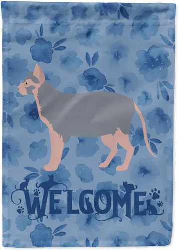 Miniatura 187 de Caroline's Treasures CK4813CHF - Bandera de bienvenida con gato abisinio azul, manga grande, para porche, para colgar en la pared, poliéster
