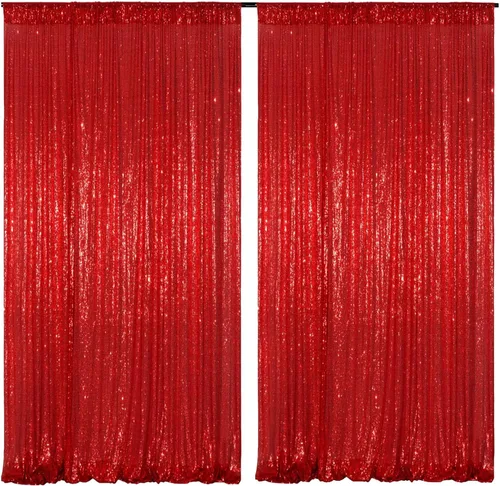 Miniatura 43 de Poise3EHome Cortinas de Fondo de Lentejuelas Verde Azulado, 4 PCS Paneles de Lentejuelas de 3FT x 8FT para Telón de Fondo, Cortinas de Fondo
